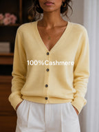 Women's Casual Cashmere Long Sleeve V-Neck Pullover Sweater, Soft And Slight Stretch Knit Top For Fall And Winter,