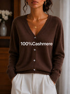 Women's Casual Cashmere Long Sleeve V-Neck Pullover Sweater, Soft And Slight Stretch Knit Top For Fall And Winter,
