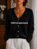 Women's Casual Cashmere Long Sleeve V-Neck Pullover Sweater, Soft And Slight Stretch Knit Top For Fall And Winter,