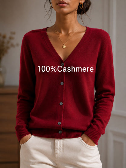 Women's Casual Cashmere Long Sleeve V-Neck Pullover Sweater, Soft And Slight Stretch Knit Top For Fall And Winter,