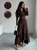 Elenzga Women's Long Dress, Women's Autumn Wedding Guest Dress