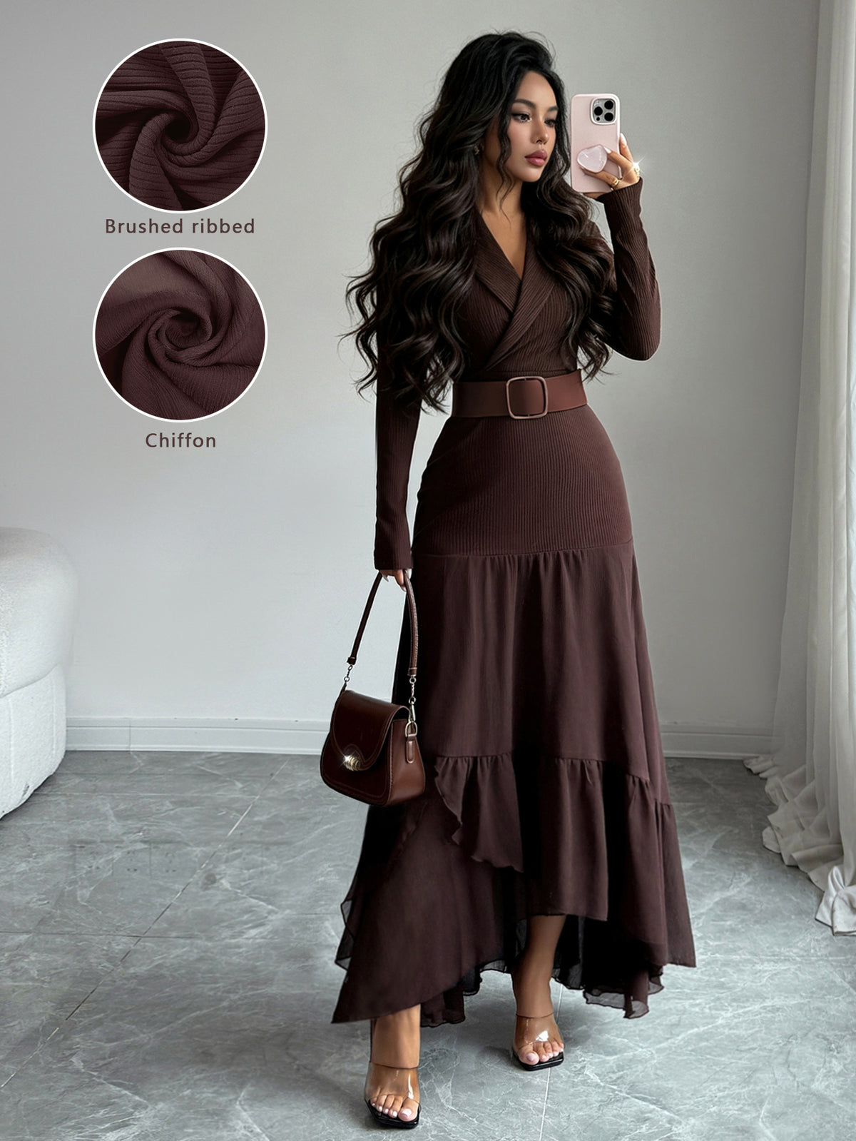 Elenzga Women's Long Dress, Women's Autumn Wedding Guest Dress
