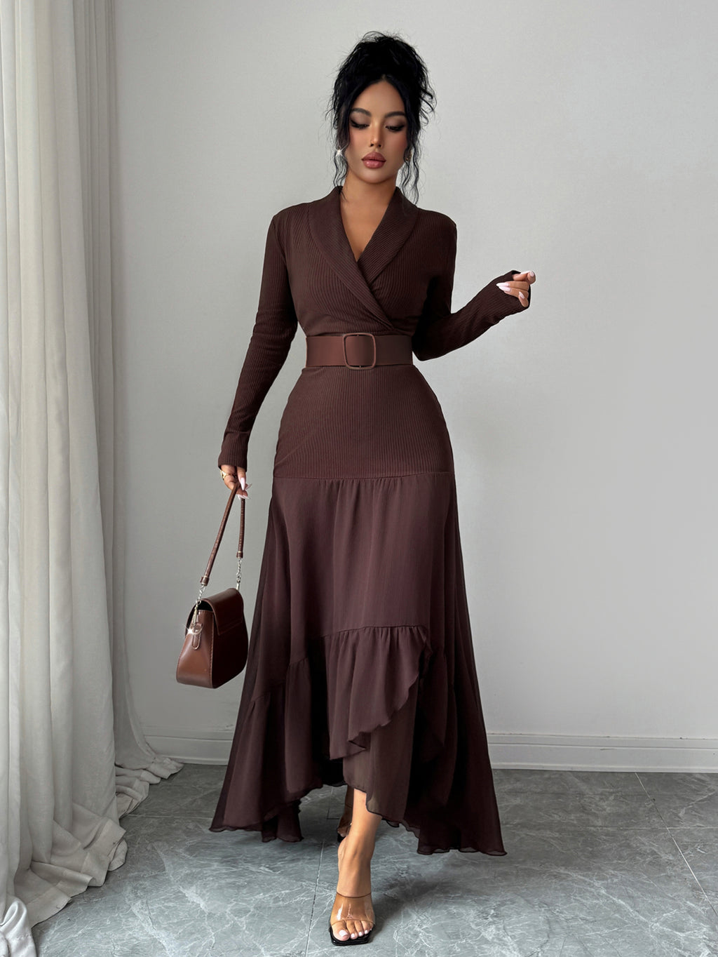 Elenzga Women's Long Dress, Women's Autumn Wedding Guest Dress