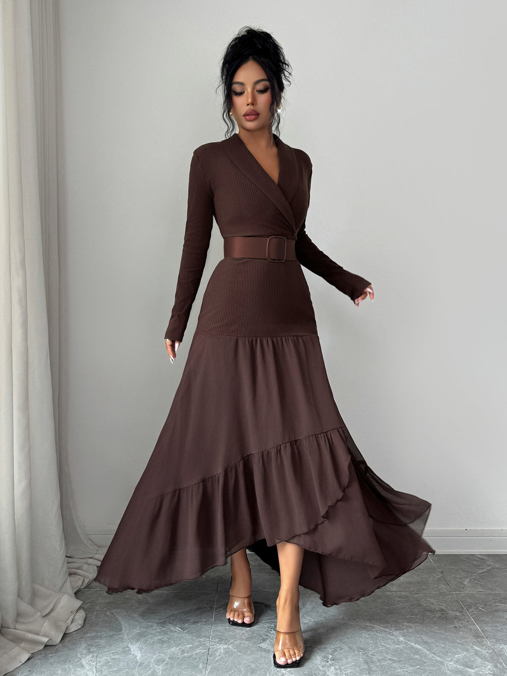 Elenzga Women's Long Dress, Women's Autumn Wedding Guest Dress