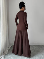 Elenzga Women's Long Dress, Women's Autumn Wedding Guest Dress