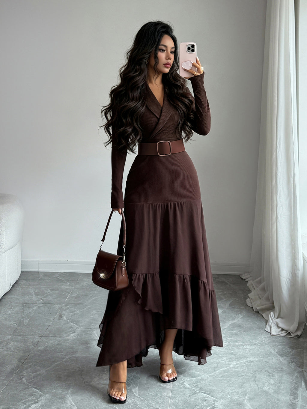Elenzga Women's Long Dress, Women's Autumn Wedding Guest Dress