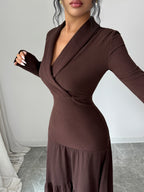 Elenzga Women's Long Dress, Women's Autumn Wedding Guest Dress