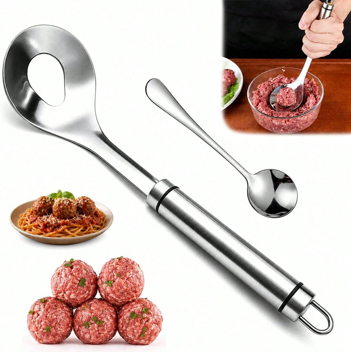 2026 Upgrade Stainless Steel Meatball Maker, Meatball Maker Spoon – Make Perfect Meatballs Without Messy Hands,1 Pcs