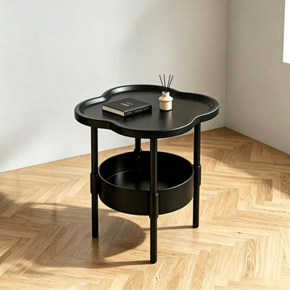 Modern Minimalist Small Coffee Table - 2-Tier With Storage Shelf, Space-Saving Sofa Side Table, Durable Plastic Assembly, Suitable For Apartment, Dorm And Small Living Room