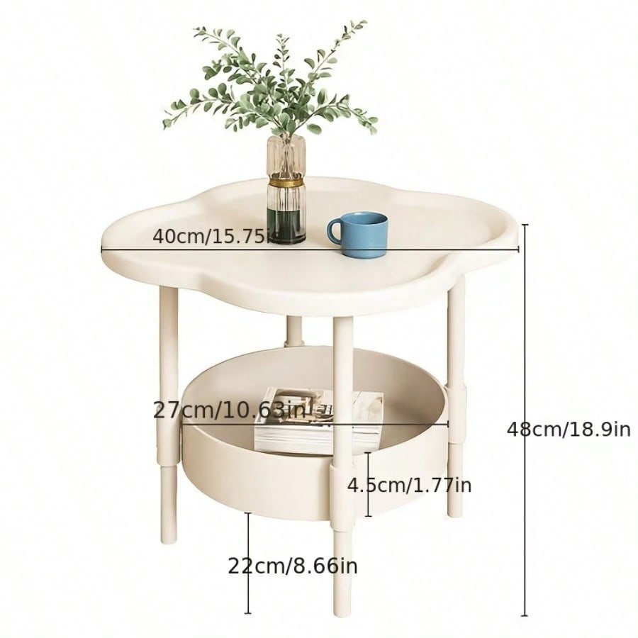 Modern Minimalist Small Coffee Table - 2-Tier With Storage Shelf, Space-Saving Sofa Side Table, Durable Plastic Assembly, Suitable For Apartment, Dorm And Small Living Room