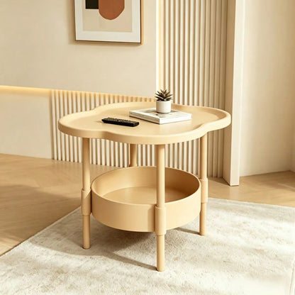 Modern Minimalist Small Coffee Table - 2-Tier With Storage Shelf, Space-Saving Sofa Side Table, Durable Plastic Assembly, Suitable For Apartment, Dorm And Small Living Room