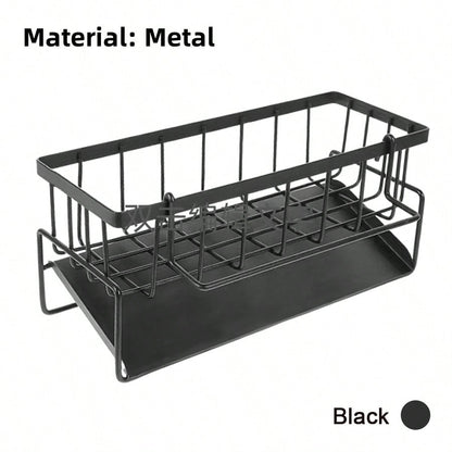 Kitchen Sink Organizer Rack with Towel Bar & Drainage Tray
