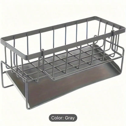Kitchen Sink Organizer Rack with Towel Bar & Drainage Tray