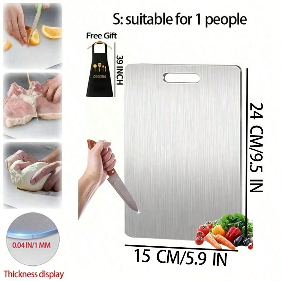 1 PCS (S/M/L) Or 3 PCS Stainless Steel Cutting Boards, 0.04 IN Thick, Slim Portable Cutting Board,Comes With Apron, Kitchen Cutting Board, Easy To Clean, Kitchen-Ready, Space-Saving, Rust-Resistant, Halloween And Christmas Gifts