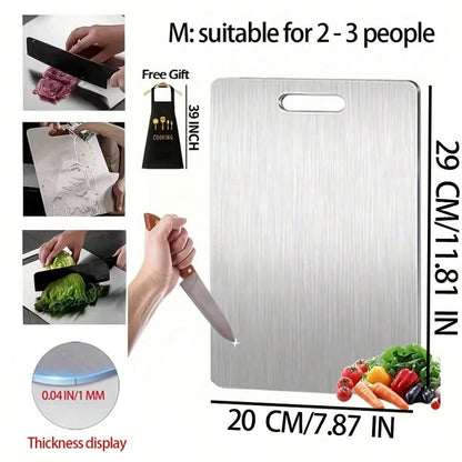 1 PCS (S/M/L) Or 3 PCS Stainless Steel Cutting Boards, 0.04 IN Thick, Slim Portable Cutting Board,Comes With Apron, Kitchen Cutting Board, Easy To Clean, Kitchen-Ready, Space-Saving, Rust-Resistant, Halloween And Christmas Gifts