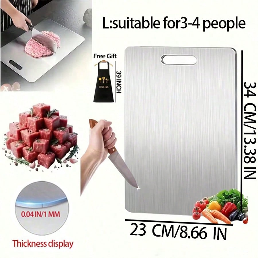 1 PCS (S/M/L) Or 3 PCS Stainless Steel Cutting Boards, 0.04 IN Thick, Slim Portable Cutting Board,Comes With Apron, Kitchen Cutting Board, Easy To Clean, Kitchen-Ready, Space-Saving, Rust-Resistant, Halloween And Christmas Gifts