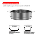 304 Stainless Steel Stackable Steamer Basket with Handles (Dishwasher Safe)
