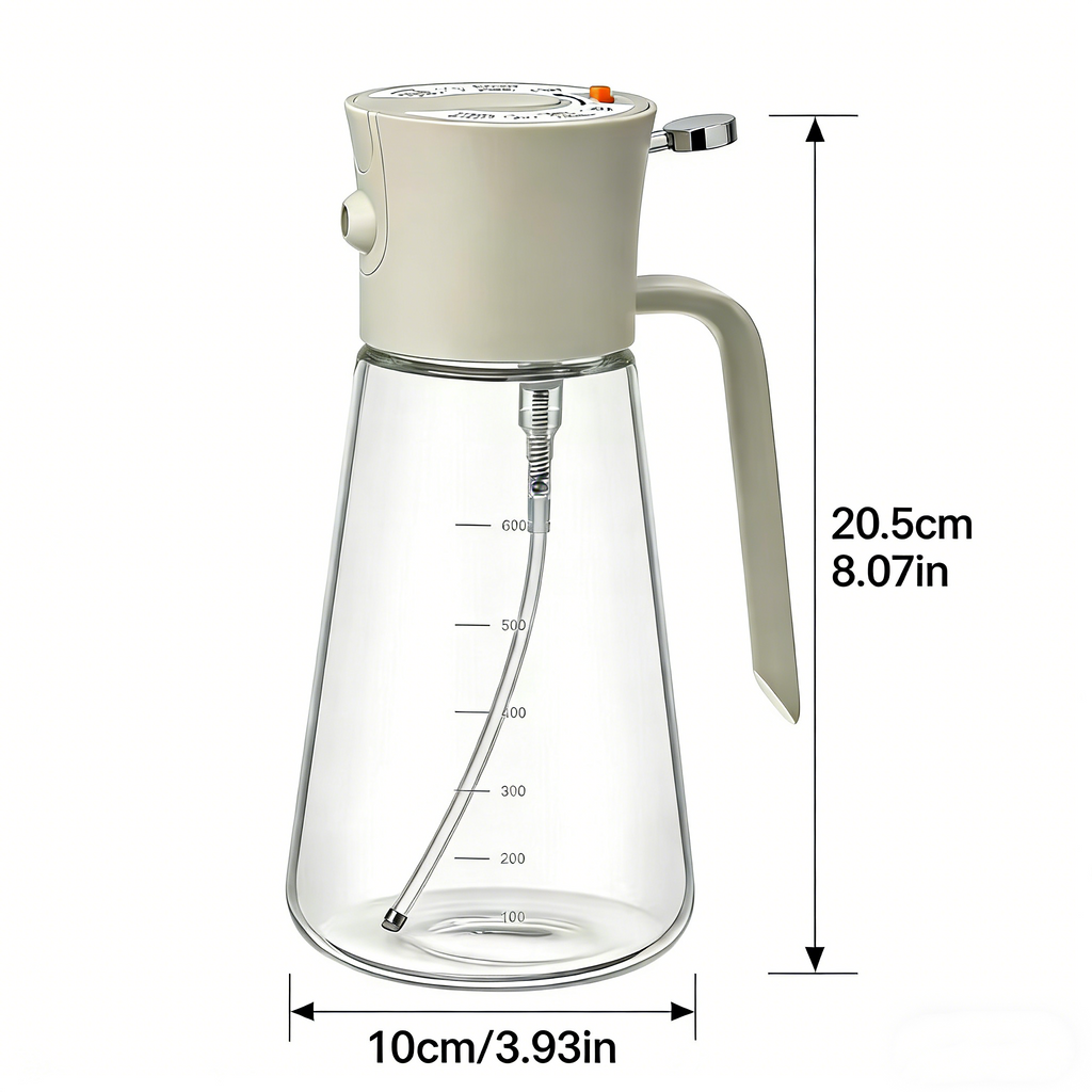 Glass Oil Sprayer for Cooking 700ml/23.7oz, Kitchen Gadget for Air Fryer, BBQ, Salad & Pan Frying（Cold Smoke Gray）