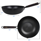 12.5 Inch Carbon Steel Wok For Electric, Induction and Gas Stoves (Lid, Spatula and User Guide Video Included)