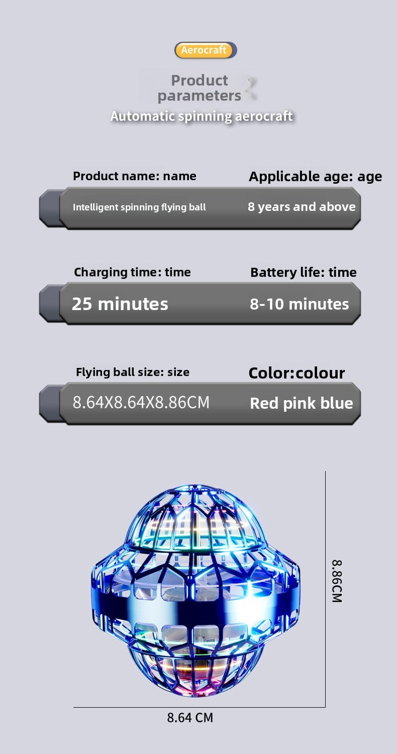 Smart Sensing UFO Flying Ball Boomerang Hovering RC Drone Magic Black Tech Toy for Boys and Girls Interactive LED Flying Toy