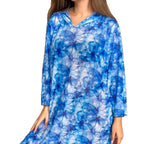 Sun protection mesh print beach cover-up, three-quarter sleeve one-piece swimsuit, cover-up, beach sun protection shirt