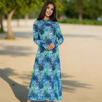 Mesh print beach cover-up long-sleeve sun-protection one-piece swimsuit cover-up shirt