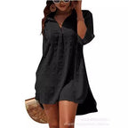 Chiffon jacquard large pom-pom loose casual cover-up for women