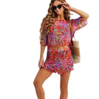Sun protection mesh cover-up two-piece set