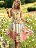 Selamara Bohemian Floral Print Sleeveless A-Line Dress