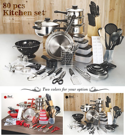 80 Piece Cookware Cooking Pots And Pans Set