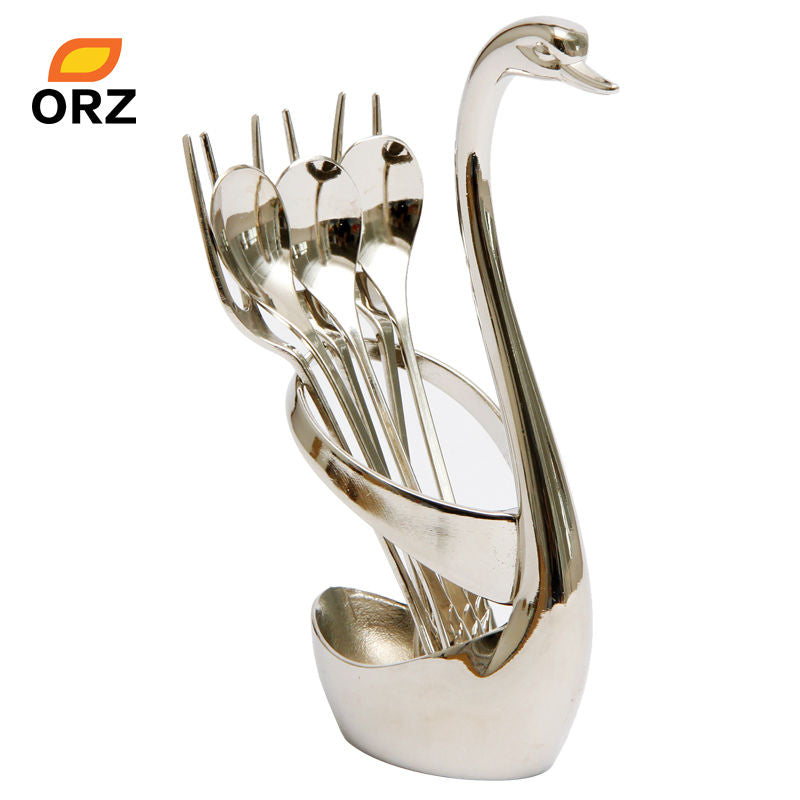 Swan 7-Piece Cutlery Set with Chopsticks, Silver
