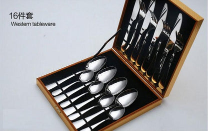 Stainless Steel 16/24 PCS Golden Dinnerware Set