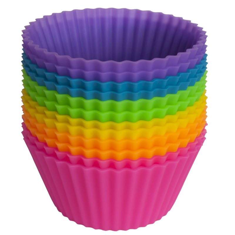 Set of 12 Pieces Round Shaped Silicon Cup Cake Holders