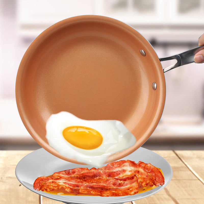 Non-stick Skillet Copper Red Pan Ceramic Skillet