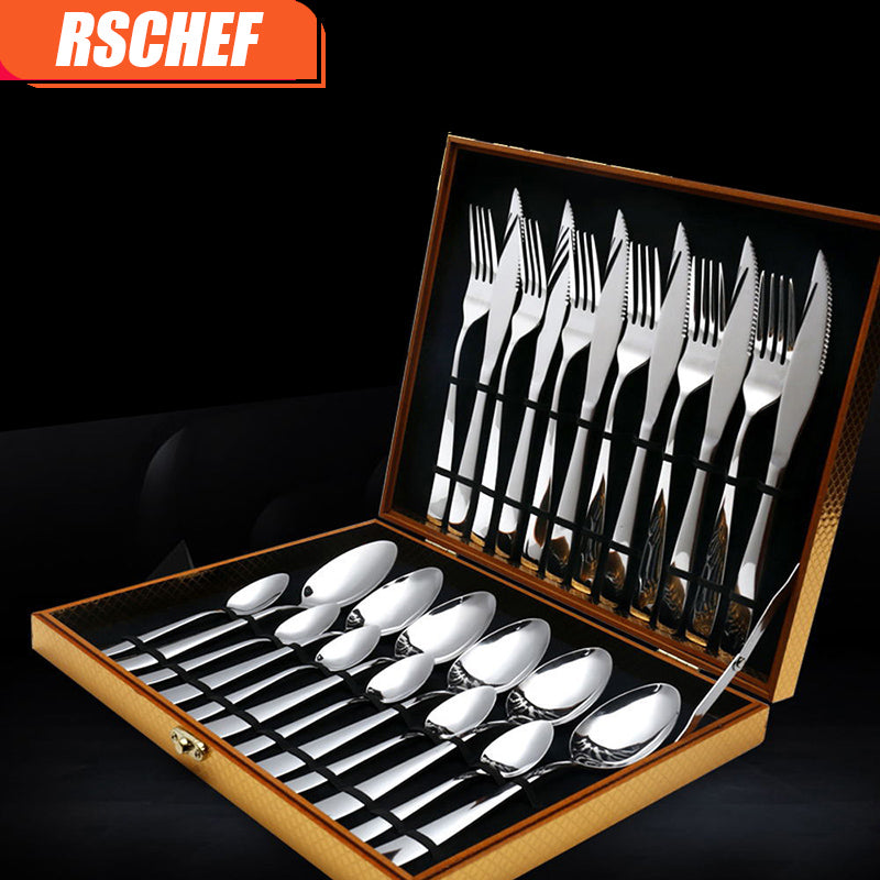 Stainless Steel 16/24 PCS Golden Dinnerware Set