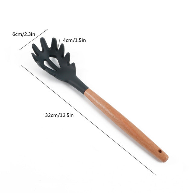 1 pc In 9 Styles Wood Handle Kitchen Cooking Tools