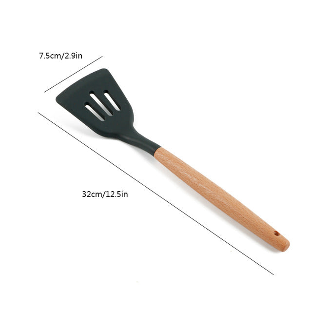 1 pc In 9 Styles Wood Handle Kitchen Cooking Tools