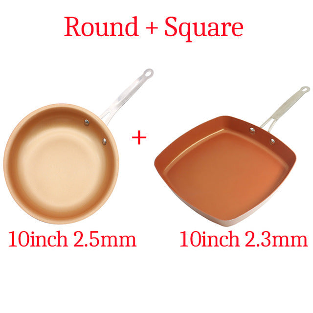 Non-stick Skillet Copper Red Pan Ceramic Skillet