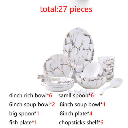 European Style Ceramic Marble Pattern Tableware Set