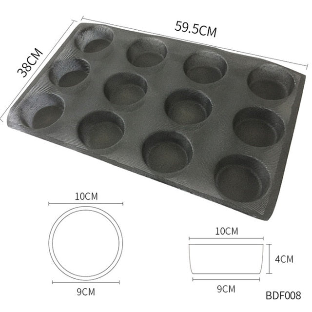 Goldbaking Silicone Bun Bread Forms Non Stick Baking Sheets Perforated Hamburger Molds Muffin Pan Tray